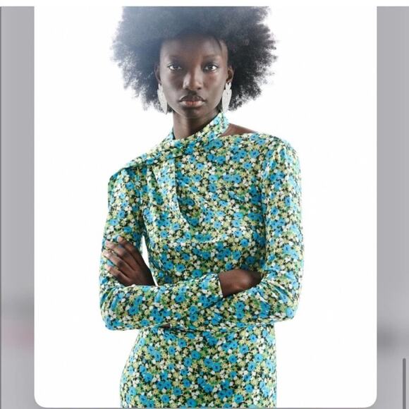 Zara Midi Floral Dress Size Medium - Picture 10 of 16